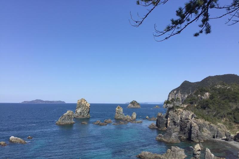 左上のかすかに見える島が萩市の相島です。