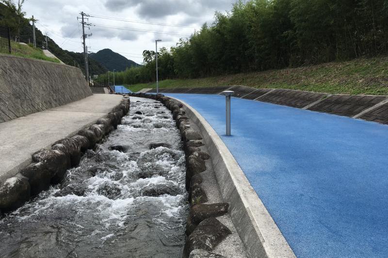 小川のせせらぎを聞きながら走ることができます。